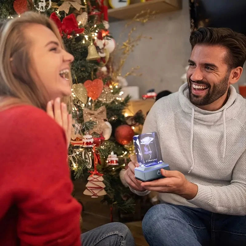 3D Rose Crystal Night Light