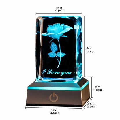 3D Rose Crystal Night Light