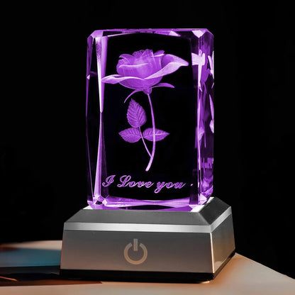 3D Rose Crystal Night Light